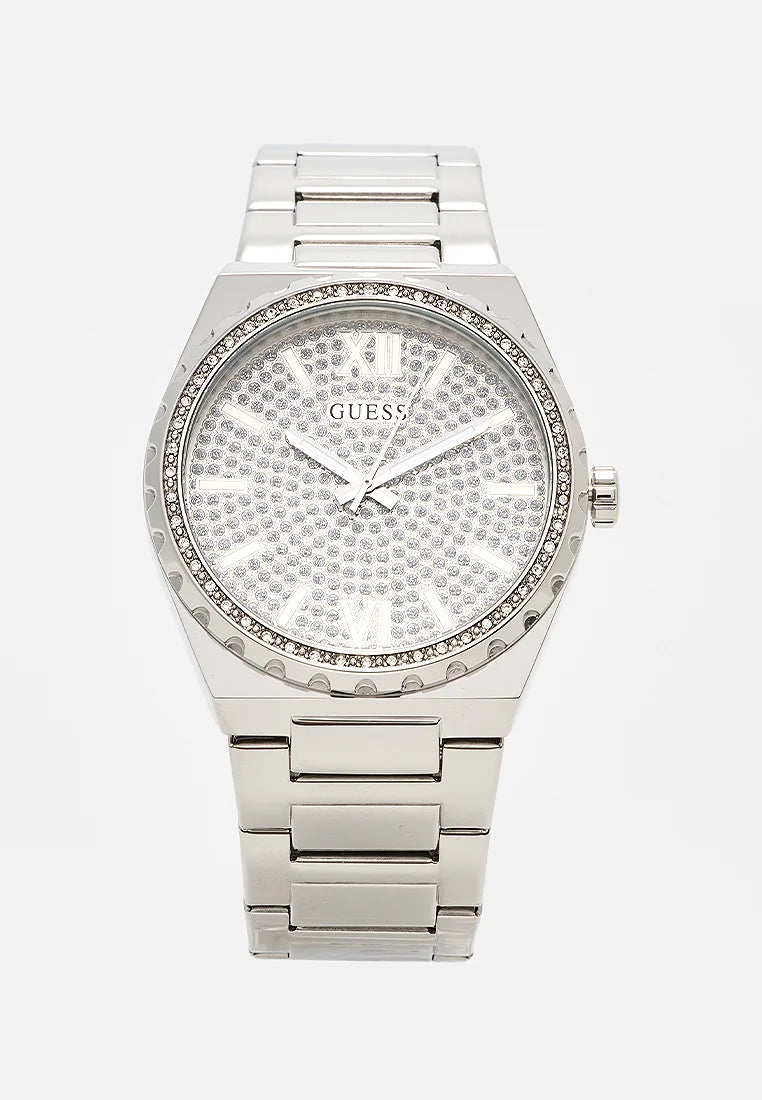 reloj guess plateado con diamantes para hombre