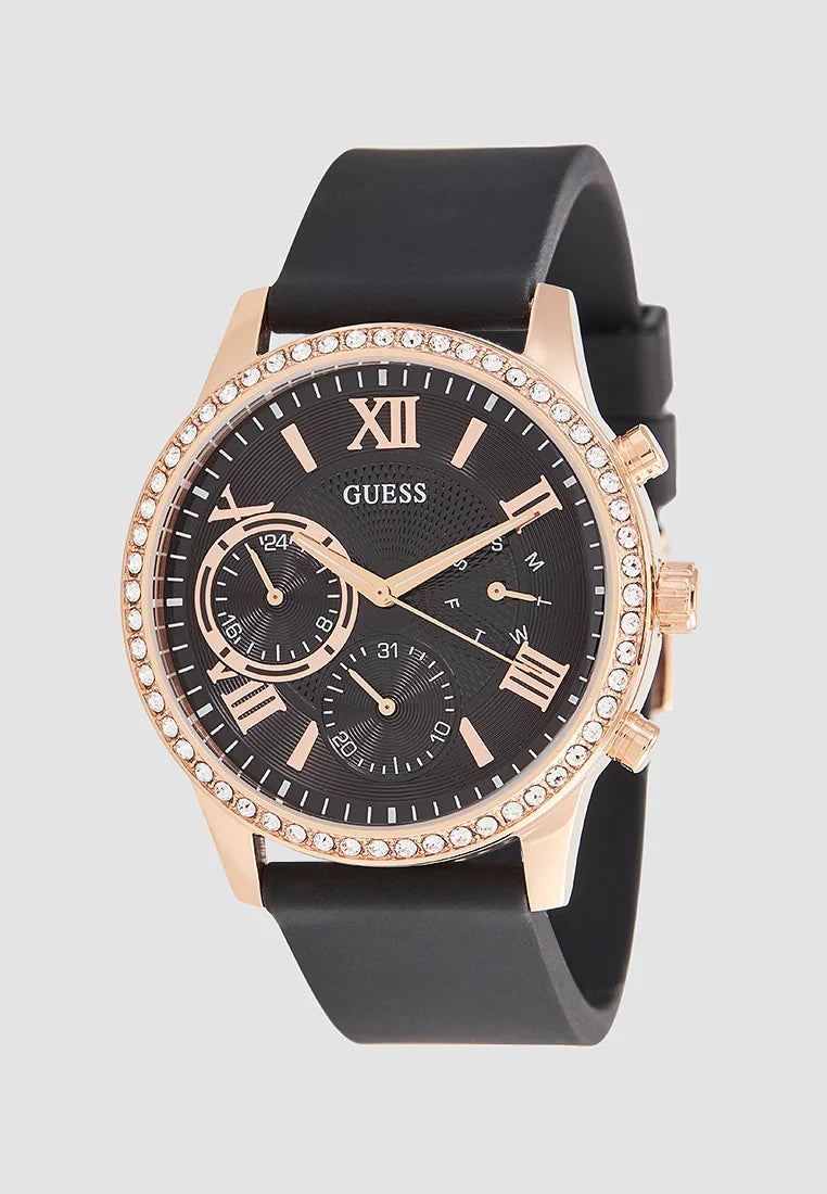 reloj guess cronografo rosa de cuero