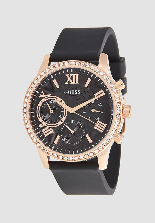 reloj guess cronografo rosa de cuero