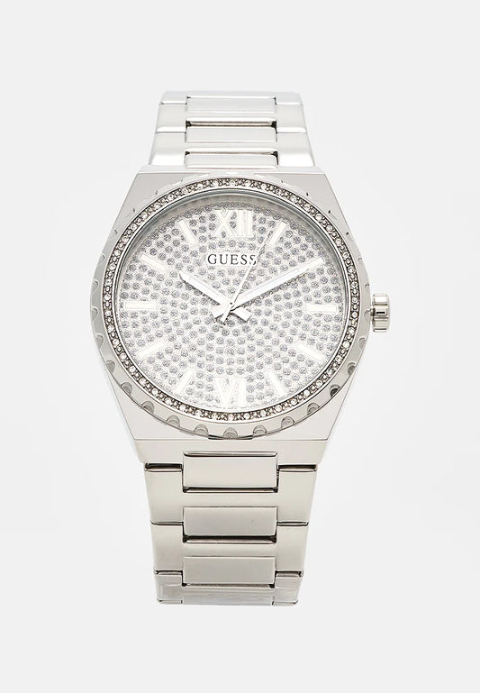 reloj guess plateado con diamantes para hombre